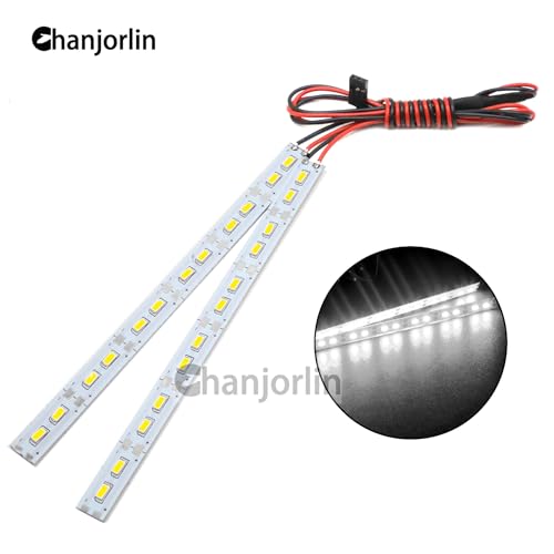 RC Car 24 LEDs Chassis Lights Strip Aluminum LED Lamp 6V Accessories for 1/8 1/10 1/16 RC Truck Tank Crawler Buggy Car HPS HPI Tamiya SCX24 TRX4 TRX6 Slash Rustler Redcat 4WD (White) - color: White