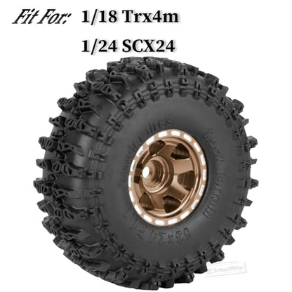 1.0 Beadlock Wheel Tires Set for 1/24 SCX24,1/18 TRX4M RC Crawler Car,1.0 Beadlock Wheels 1.0 Beadlock Tires RC Upgrades Part,4pcs,Bronze - color: Bronze(4pcs)