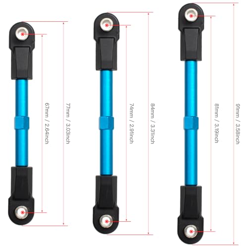 6Pcs Adjustable Aluminum Turnbuckles Camber Links Set for Traxxas Slash 4X4 2WD / Rustler/Stampede/Hoss/Bandit 1/10 RC Short Course Trucks Replacement Upgrade Accessories (Blue) - color: Blue