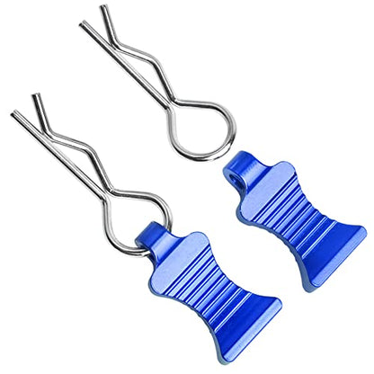 RC Body Clips Pins with Metal Aluminum Pull Tabs 1.2mm Rod for All 1/10 1/12 Scale Redcat HPI Himoto HSP Exceed RC Car Truck Buggy Shell Replacement Parts (Navy Blue) - color: Navy Blue