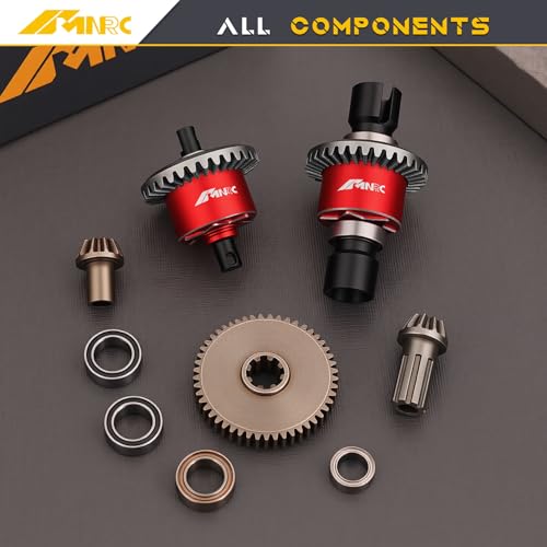 Alloy Front Rear Differential Diff & Spur Input Gear Kit for HyperGO 1/14 H14BM 14209 14210 Series Upgrades Part Red - color: Red