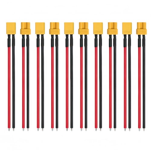 XT30 Connector Adapter with 10cm 16AWG Silicone Wire,5 Pairs XT30 Male and Female Plug Extension Cables for RC Lipo Battery FPV Racing Drone