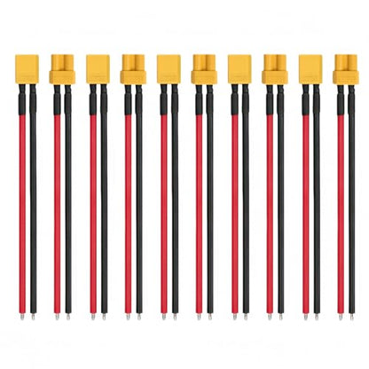 XT30 Connector Adapter with 10cm 16AWG Silicone Wire,5 Pairs XT30 Male and Female Plug Extension Cables for RC Lipo Battery FPV Racing Drone