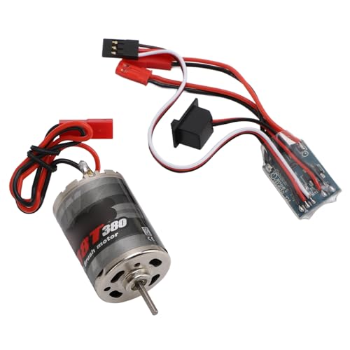 POCREATION RC Brushed Motor ESC, Stainless Steel 380 38T Motor with 30A Brush ESC, 7.2V 19000RPM Large Torsion Combo for 1 16 1 18 RC Car Boat Replacement