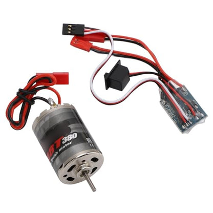 POCREATION RC Brushed Motor ESC, Stainless Steel 380 38T Motor with 30A Brush ESC, 7.2V 19000RPM Large Torsion Combo for 1 16 1 18 RC Car Boat Replacement
