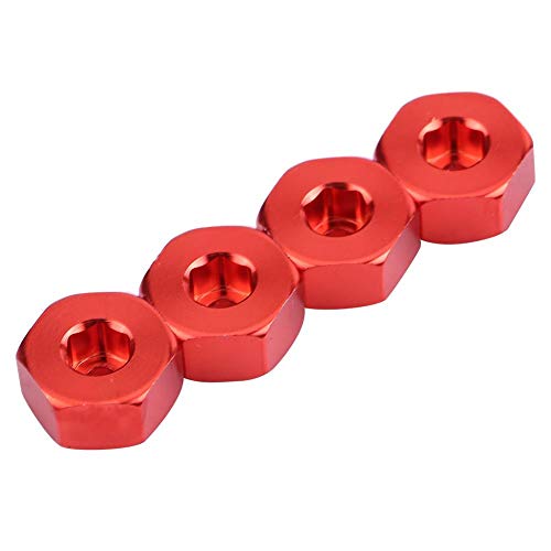 RC Hex Hub Adapter, 4 Pcs Aluminum Alloy 6mm to 12mm Wheel Adapter for RC Trucks Buggies Crawlers Off-Road Racing and Hobbyist Projects (Red)