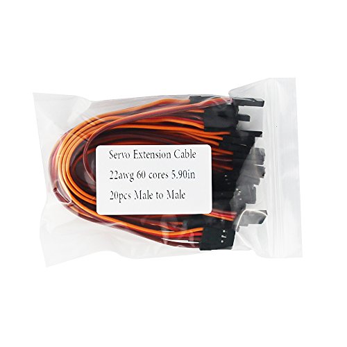 20pcs 5.90inch 22awg 60 Cores Male to Male Lead Plug Servo Extension Wire Cable Line for RC Model Aircraft Stranded Futaba JR