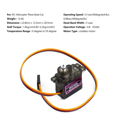 Hosyond 5 Pack MG90S Servo 9G Servo Metal Gear Micro Servo for Arduino Project RC Helicopter Planes Boat Robot Car - size: MG90S x 5