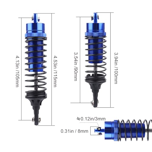 HobbyPark RC Shocks for 1/10 Traxxas Slash 4x4 Hoss Rustler Stampede Bandit VXL Nitro Shock Absorber Damper Set Upgrades Parts Replace of 5862 (Blue)