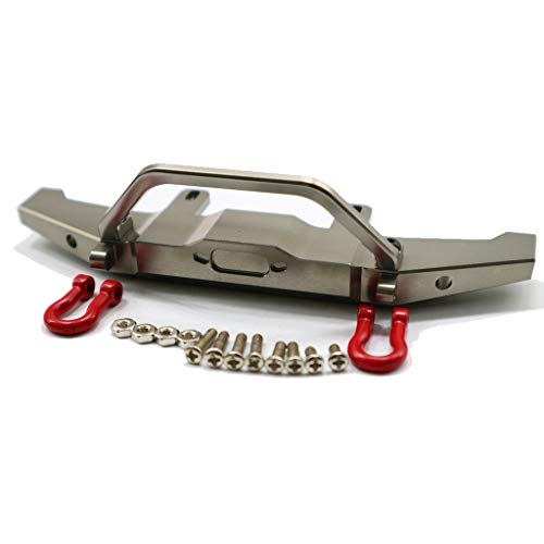 1:16 WPL C14 C24 RC Truck Aluminum Alloy Front Bumper with Red Hooks, Adjustable Height, Easy Installation - Metal, Weight and Compact - for Rock Crawler - Titanium - color: Titanium