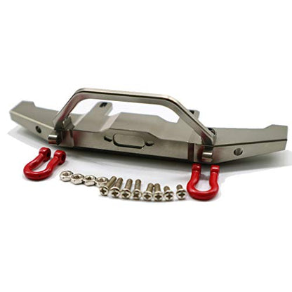1:16 WPL C14 C24 RC Truck Aluminum Alloy Front Bumper with Red Hooks, Adjustable Height, Easy Installation - Metal, Weight and Compact - for Rock Crawler - Titanium - color: Titanium