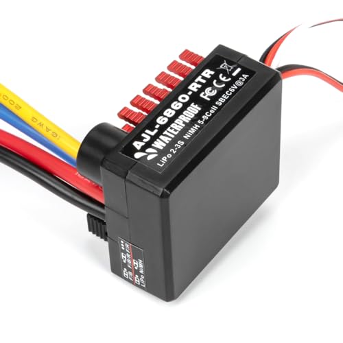 1/10 Rc Car Speed Controller,Waterproof 60A ESC Brushed Electronic Speed Controller for 1/10 RC Car Rock Crawler Boat SCX10 TRX4 CC01 TF2 D90 MST CFX EX86100