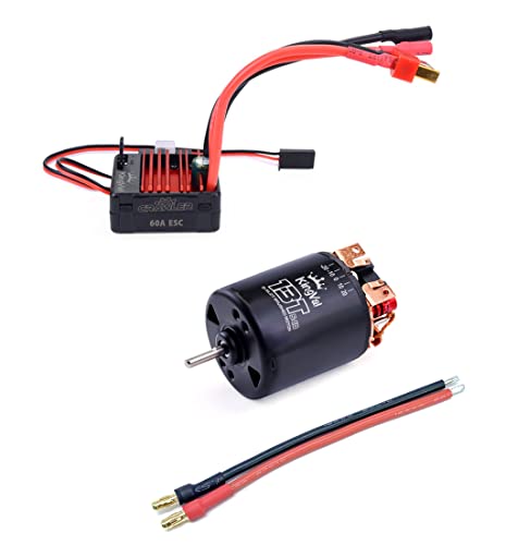 KingVal Replacement 5-Slot Rotor 540 13T Brushed Motor Shaft 3.175mm with 60A Brushed ESC Compatible with 1/10 RC Crawler Car - size: 13T+60A