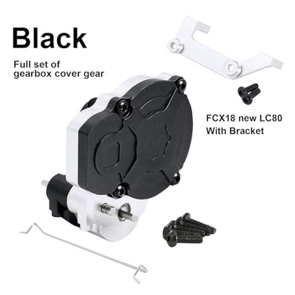 Metal Transmission Gearbox with Bracket for FMS FCX24 1/24 Power Wagon FCX18 Land Cruiser LC80 K5 Blazer RC Crawler Upgrade Part (Black for FCX18) - color: Black for Fcx18