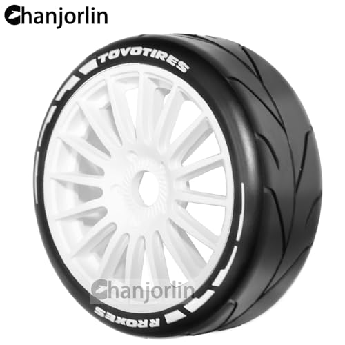 1/8 1/7 RC On Road Racing Rubber Tires OD 4.05" & Hard Plastic Street Wheels 17mm Hex for 1:8 1:7 Touring Rally Drift Car Tamiya HPI WR8 HSP ARRMA KM WRC C3 Kyosho GT2 Upgrade Part 4PCS