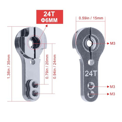Hobbypark 5-Pack Metal 24T Aluminum Servo Horn M3 for Hitec Steering Arm RC Car Plane Parts