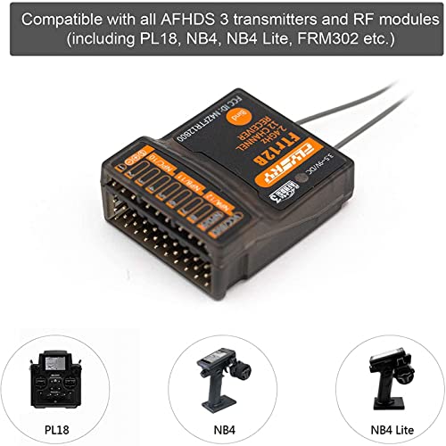 HTLNUZD Flysky FTr12B 12 Channel 2.4ghz Dual Antenna PWM PPM i.Bus S.Bus Receiver, Adaptation PL18 NB4 NB4 Lite AFHDS3 Transmitter for Rc Airplaner Engineering Vehicle
