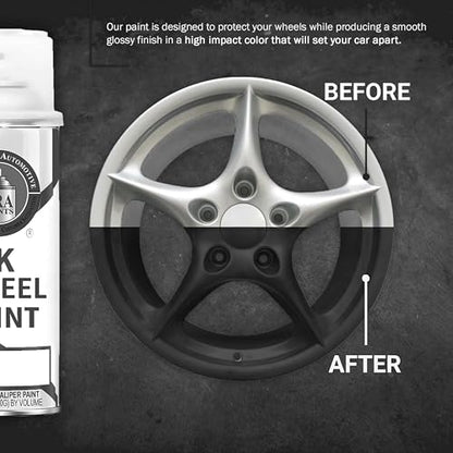 ERA Paints Black Wheel Paint With Omni-Curing Catalyst Technology - 2K Aerosol Glossy Finish With High Temp Resistance And Extreme Durability Against Color Fade And Chemicals Like Brake Fluid - color: Black 2K Spray Paint Only