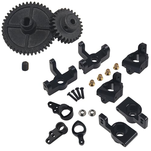Share Goo Metal 44T Diff Gear Reduction Gear & 27T Motor Gear Pinion Gears Set & RC Steering Knuckle Kit Hub Carrier C Hub Carriers Rear Axle Carrier