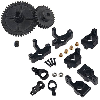 Share Goo Metal 44T Diff Gear Reduction Gear & 27T Motor Gear Pinion Gears Set & RC Steering Knuckle Kit Hub Carrier C Hub Carriers Rear Axle Carrier