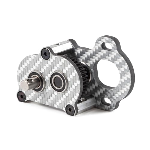 Performance Carbon Fiber Portal Transmission Gearbox for 1/10 RC Crawlers | 3:1 Gear Ratio, 36T 48P Spur Gear, White Carbon Case, Titanium Output Shafts, with Aluminum Axial 3 Gear Adapter Plate
