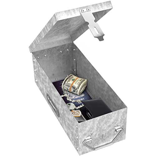 Stalwart Metal Lock Box with Folding Handle | Stackable Design | Secure Valuables | Silver | Pack of 2 - size: 1 Count (Pack of 2)