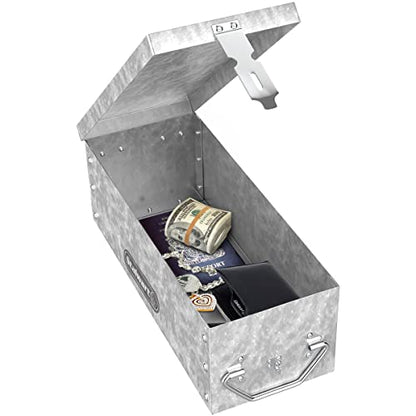 Stalwart Metal Lock Box with Folding Handle | Stackable Design | Secure Valuables | Silver | Pack of 2 - size: 1 Count (Pack of 2)