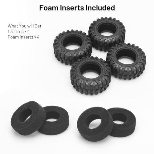 1.3 RC Tires, daitoku 65 * 25 * 33mm 1.3 Crawler Tires for SCX24 TRX4M AX24 1/18 1/24 RC Crawler - Style A - style: Style A
