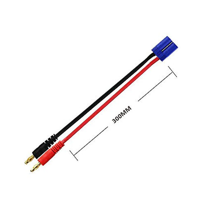 FLY RC 2pcs EC5 Male Connector to 4.0mm Banana Male Plug Lipo Battery Balance Charging Cable 30cm Silicone Wire Charger Cable Adapter for RC Helicopter Vehicle Toys - style: EC5 charging cable