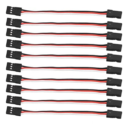 10PCS 3 Pin Servo Extension Cable Futaba JR RC Car Helicopter Aircraft Brass Core Connector Wire (100mm Female to Female) - size: 100mm female to female