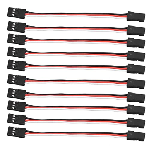 Servo Extension Cable 3 Pin Brass Core High Conductivity Flexible Durable Wire for RC Cars Drones Helicopters Aircraft 10PCS Set (100mm Female to Female) - size: 100mm female to female