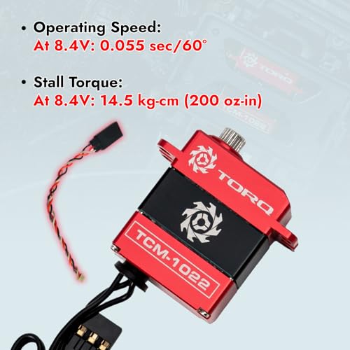 TORQ TCM-1022 Full CNC Case Metal Gear Coreless Servo for FX118, FMS - Remote Control Car, RC Car, 1/18 RC Crawler Upgrade Electronics RC Servo (TCM-1022 for FX118, FMS)