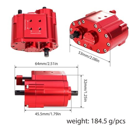 Yiju Transfer Case Gearbox RC Transmission Box Aluminum Alloy Construction Professional Double Speed RC Crawler Gear Set Suitable for Rock Crawling, Red - color: Red