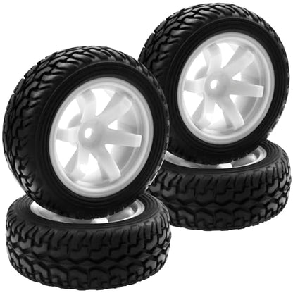 75mm/2.95'' Rubber Tires & Plastic Wheel Rims 12mm Hex w/Foam Compatible with HSP Tamiya HPI Kyosho 1/10 1/12 On-Road RC Touring Car,WLtoys 1/14 144001 RC Buggy (White) - color: White