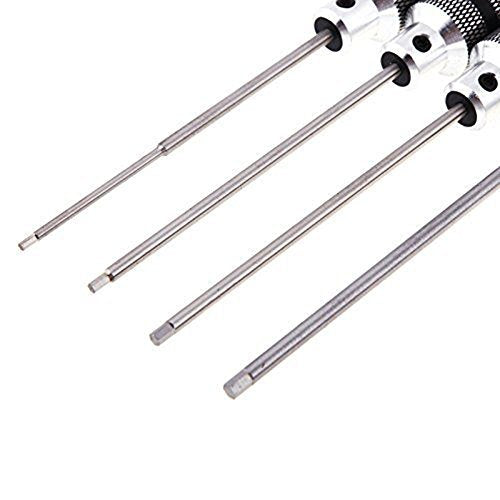 Share Goo H1.5mm 2.0mm 2.5mm 3.0mm Handle Allen Hex Screwdrivers Key Driver Tool Kit Compatible with RC Car Truck FPV Helicopter Drone(Black) - color: Black