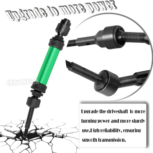 Drive Shaft Axles Upgrades Part for 1/10 Slash 4X4 VXL/Rustler 4X4 VXL/Stampede 4WD VXL,RC Steel #45 Front & Rear 4Pcs Driveshafts CVD w/Hex Hops Up,Green - color: Green - (Axles)