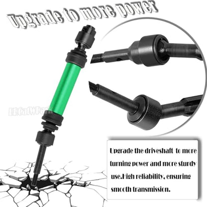 Drive Shaft Axles Upgrades Part for 1/10 Slash 4X4 VXL/Rustler 4X4 VXL/Stampede 4WD VXL,RC Steel #45 Front & Rear 4Pcs Driveshafts CVD w/Hex Hops Up,Green - color: Green - (Axles)