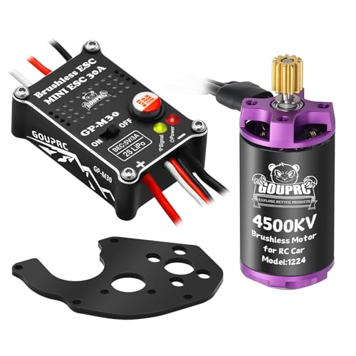 GOUPRC 1224 4500KV Brushless Outrunner Motor & Motor Mount & Upgrade 30A Brushless Esc for SCX24 RC Crawler Axial 1/24 RC Crawler Buggy Truck - style: Motor & ESC & Mount