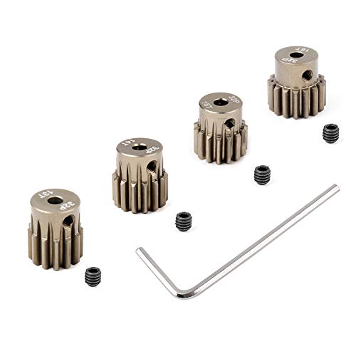 Hobbypark Metal 7075 Aluminum Alloy 32 Pitch Pinion Gear Set 3.175mm Shaft Hole 13T 14T 15T 16T Motor Gears Kit for RC Car (4-Pack)