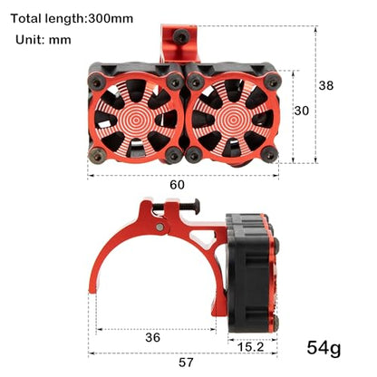 DKKY RC Motor Cooling Fan Heatsink 18000RPM 36mm for ARRMA Axial Traxxas 1/6 1/8 1/10 RC Models with 3650 Motor (Red) - color: Red