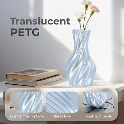 Official CREALITY PETG 3D Printer Filament 1.75mm 1KG ClearlightBlue | High Precision Strong Toughness, Odorless Better Flow Moistureproof 3D Printing Ender Filament - color: Petg-1kg Clearlightblue, size: 1.75 mm