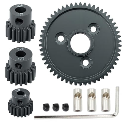 Metal Steel 54T 32P Spur Gear with 15T 17T 19T Pinion Gear Set for Slash 4x4 4WD/2WD/VXL Rally/Stampede 4x4 VXL/Summit/E-REVO/T-Maxx/Rustler 4X4 VXL. Replaces#3956