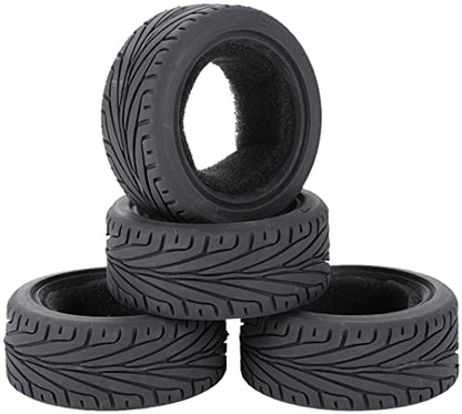 4PCS RC Car Rubber Tires and Plastic Wheels Rims Compatible with 1/10 Scale On Road Touring Racing Flat Drift Car for HSP HPI Tamiya (Gray) - color: Gray