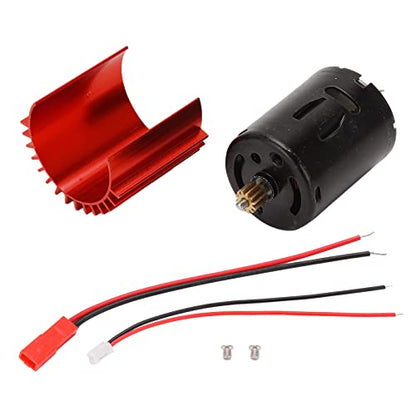 RC Car Motor, 52000 RPM High Speed Aluminum 370 Mini Motor and Heat Sink, Red RC Car Parts Compatible with Remote Control Cars D12