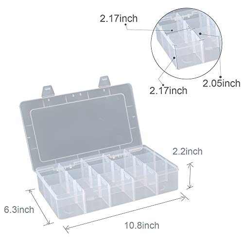 2 Pack Plastic Small Crafts Storage Boxes with Adjustable Dividers (15 Grid) - size: 15 Grid