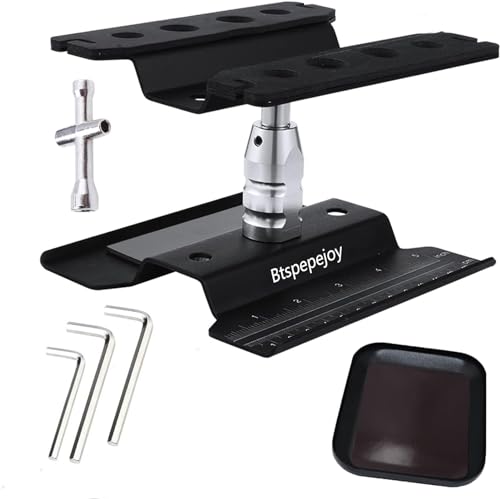 RC Repair Workstation Aluminum RC Car Work Stand 360 Degree Rotation Lift Lower with Screw Tray for 1/8 1/10 1/12 1/16 Scale for Traxxas TRX4 Axial Arrma Redcat Losi RC Crawler Truck Buggy (Black 2)