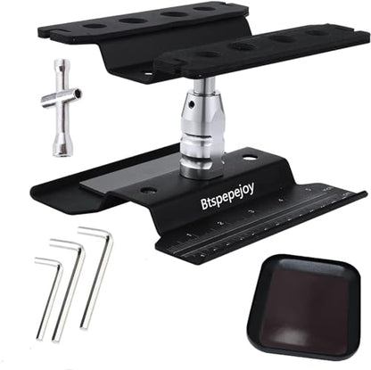 RC Repair Workstation Aluminum RC Car Work Stand 360 Degree Rotation Lift Lower with Screw Tray for 1/8 1/10 1/12 1/16 Scale for Traxxas TRX4 Axial Arrma Redcat Losi RC Crawler Truck Buggy (Black 2)