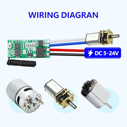 DieseRC Mini Wireless 12V DC Motor Remote Control Switch, Micro DC 5V~24V 1A Receiver Controller, Radio Control Motor Move Forward and Reverse for Micro DC Motor Electric Lock DIY Science Toys RC Boat