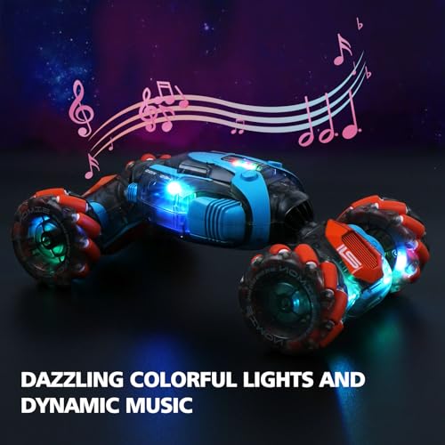 MagicKidz Gesture Sensing RC Stunt Car for Kids - Birthday Gifts for Boys 5 6 7 8 9 10 11 12 Year Old, 2.4Ghz Remote Control Twist Vehicle Toy with Lights & Music, 4WD Off-Road - color: Gesture Sensing Rc Car