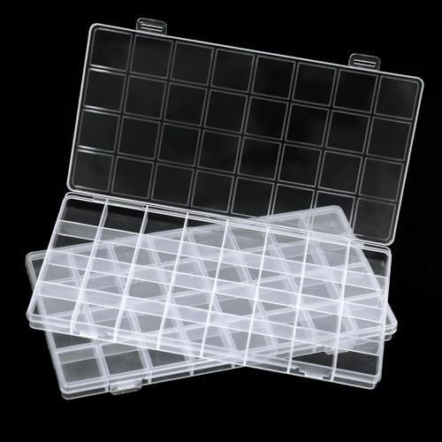 32-Grid Clear Plastic Beads Jewelry Organizer Box Small Parts Storage-2pack - color: 2 pack